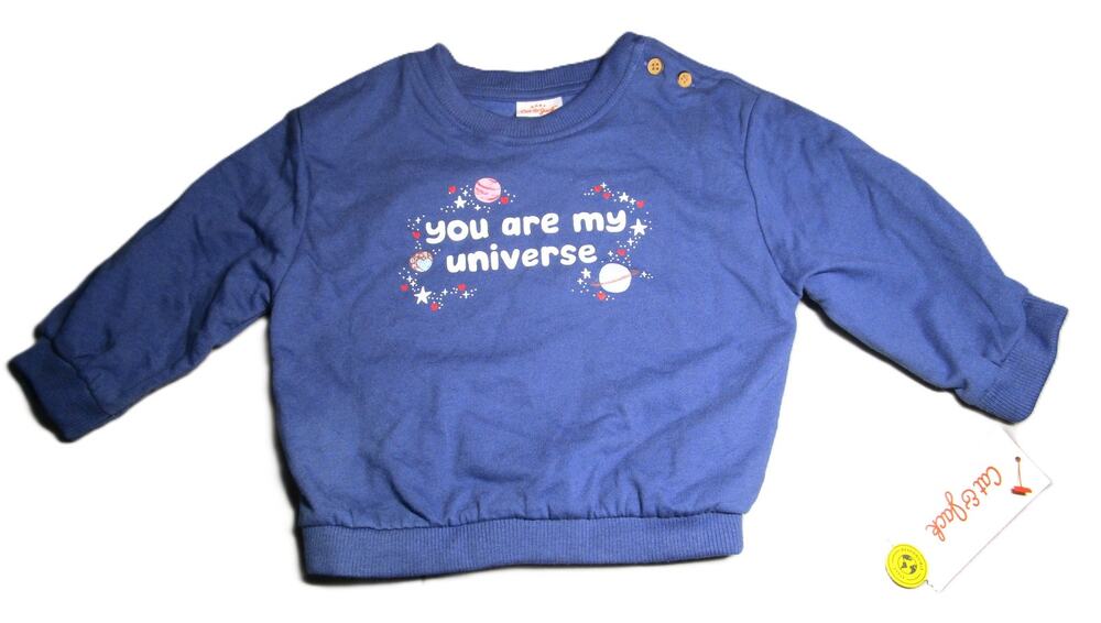 Cat & Jack Toddler Girl's Sweatshirt Size 18M Blue with Planets & Stars Graphic